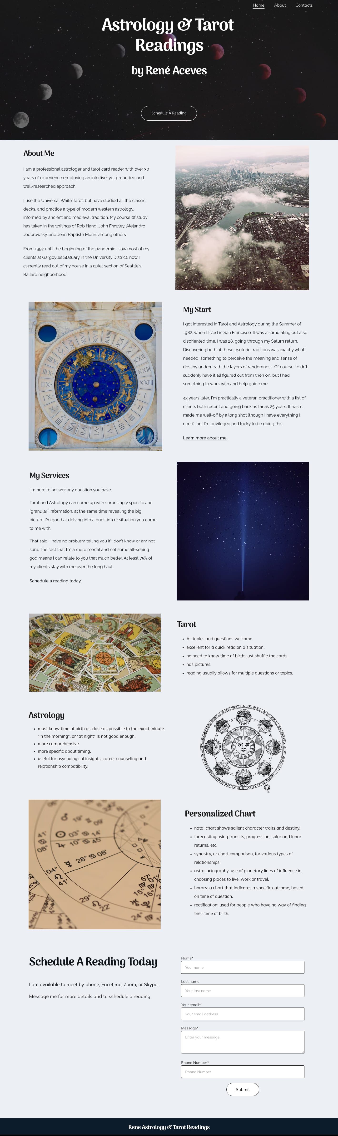 A Map of Life astrology and tarot reading services page