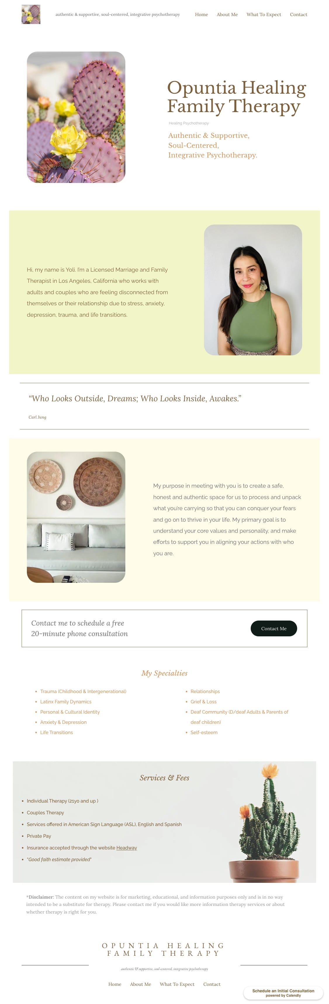 Opuntia Family Healing therapy practice homepage